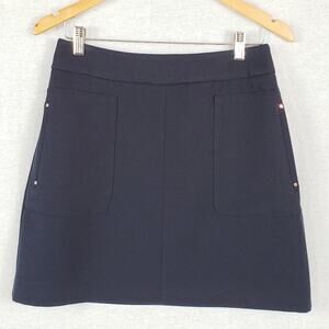 H&M Mini Skirt Women 10 Black Ribbed Patch Pockets and Stud Details Back Zip